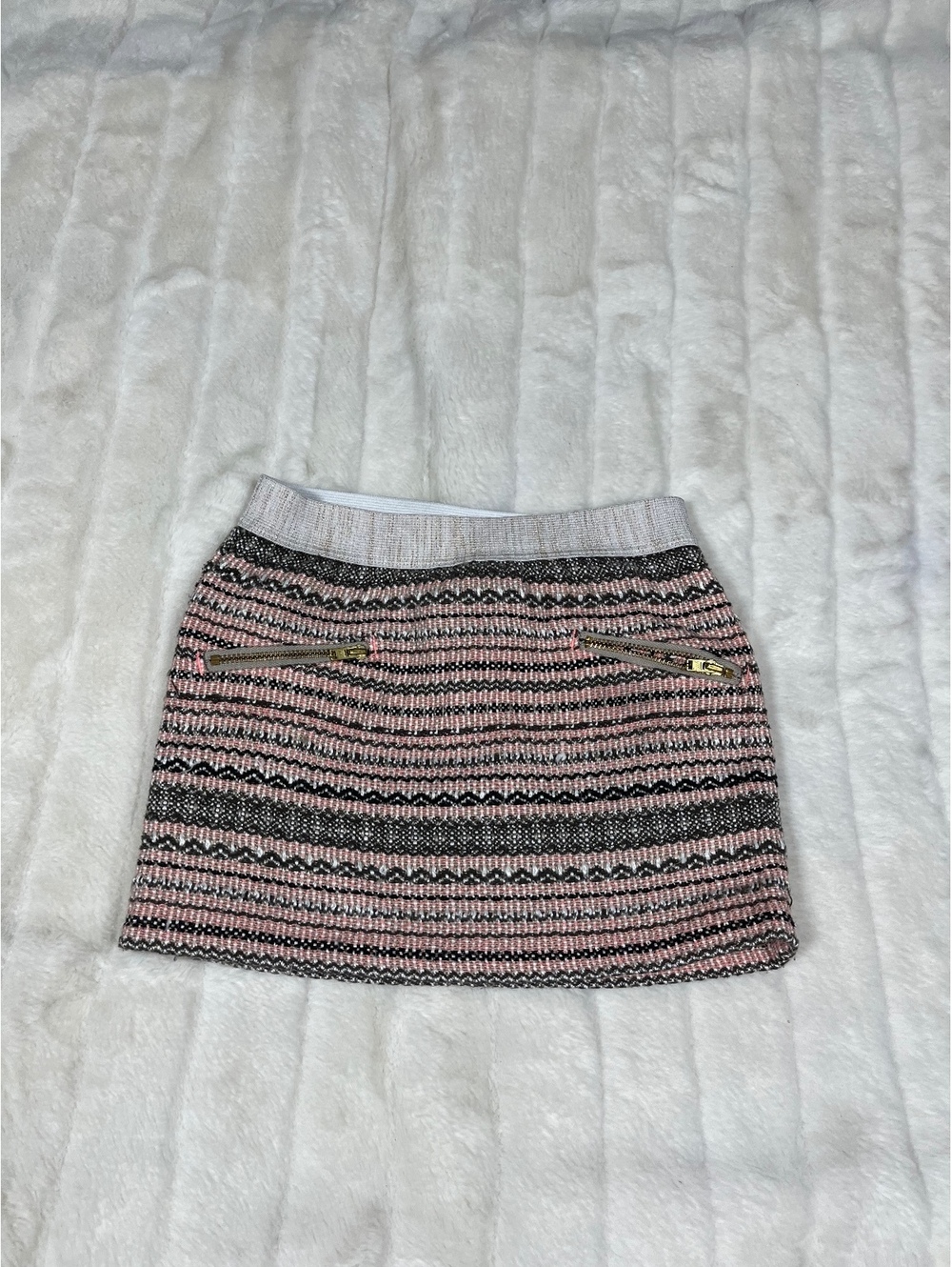 Oshkosh Girls 5T Pink Grey Jersey Lined Woven Boho Fall Spring Mini Skirt